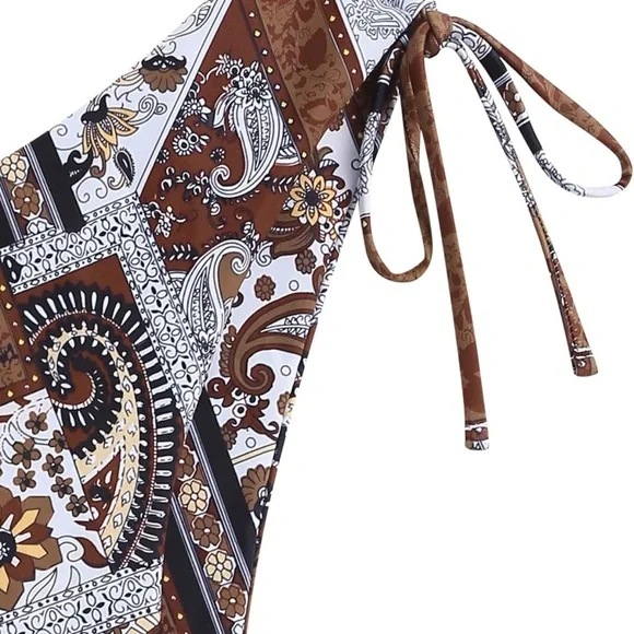 ZAFUL Women 2 Piece Swimsuit Spaghetti Strap Brazilian Bikini Lace Up High Cut - Picture 4 of 9